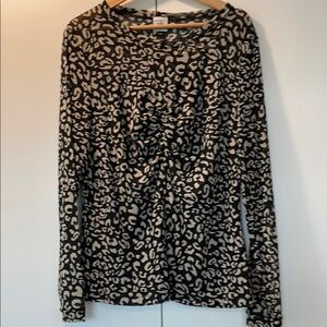 Animal or Leopard Print Long Sleeve mesh Top